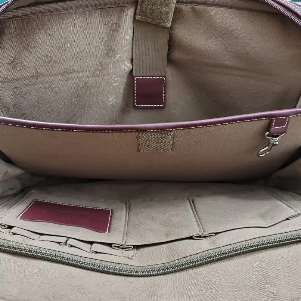Jack Georges Black Brown Canvas Leather Messenger Laptop Bag Carry On Simple‎